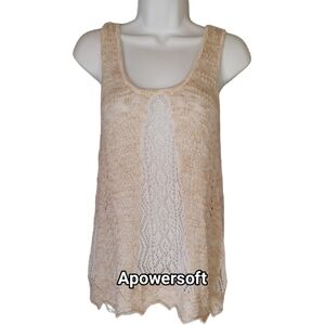 Beige Open Knit Tank (0459)